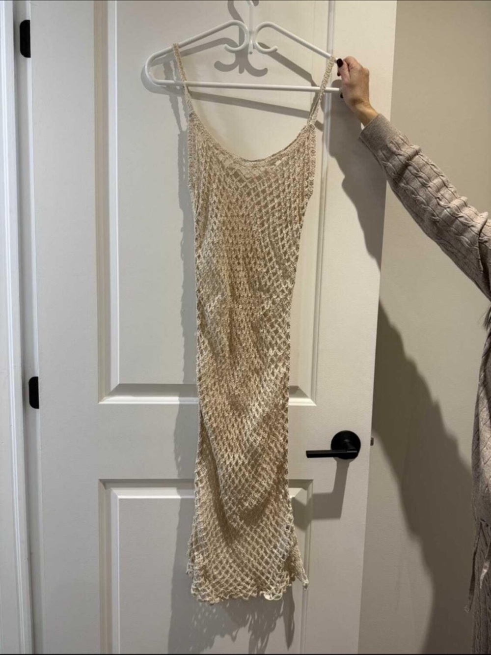 Zara Beige Crochet Slip Dress - Lightweight Summer Beach dress